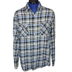 Chaps Surplus Men's Checkered Long Sleeve Button-Down Shirt Blue Medium